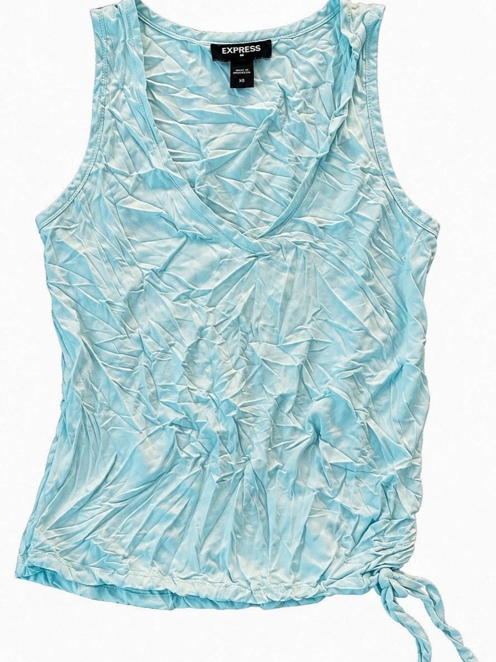 Express Blue Abstract Tie-Hem Tank Top Like New
